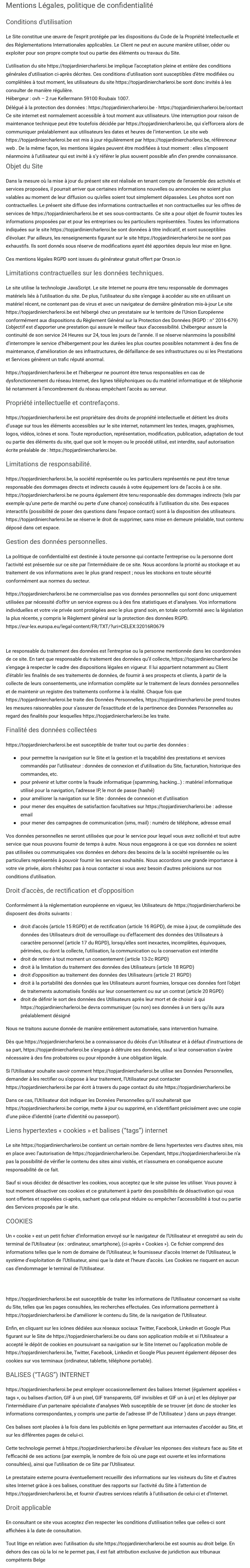 Conditions G&eacute;n&eacute;rales,Jardin